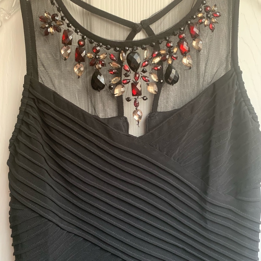 Black Jeweled Fitted Dress